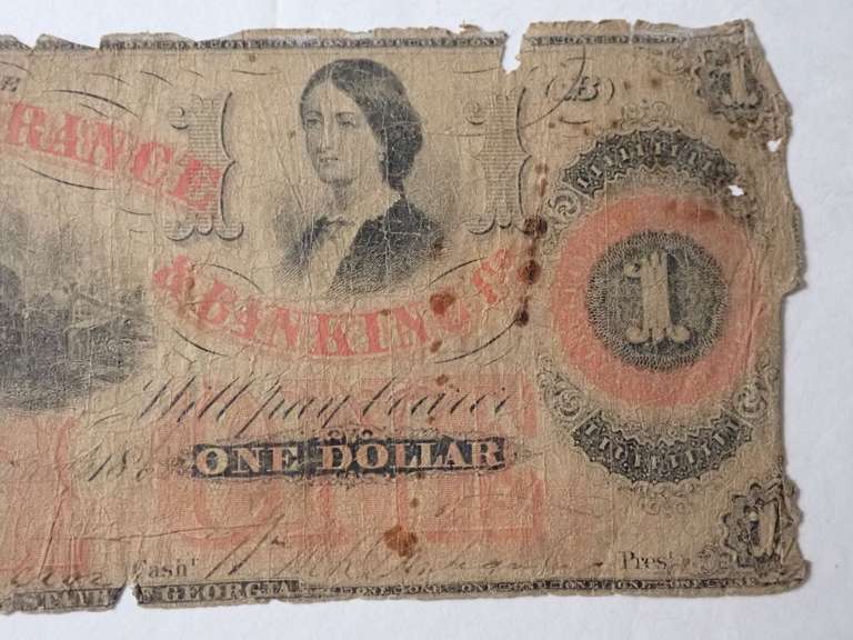 1800s AUGUSTA INSURANCE & BANKING CO. $1 NOTE