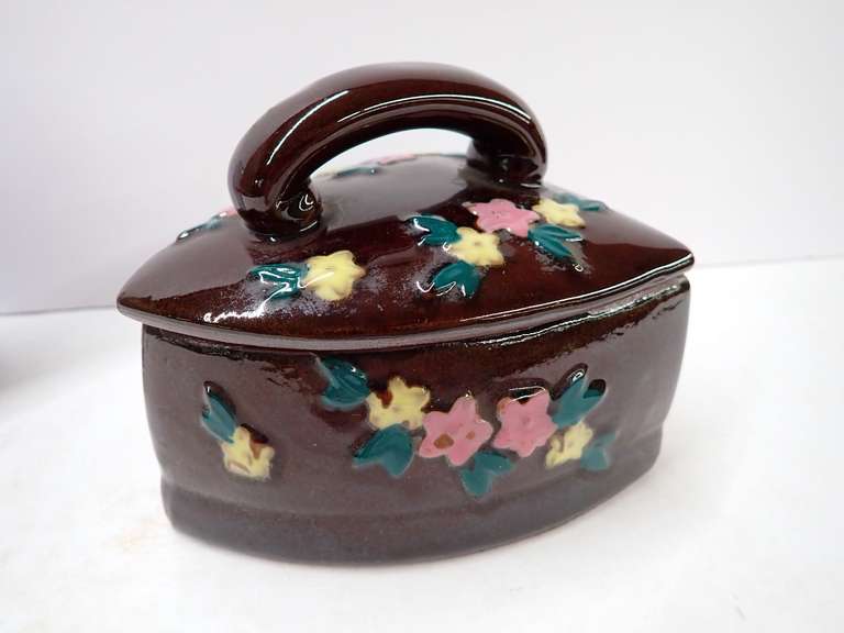 Ceramic Iron Trinket Box with Floral Design
