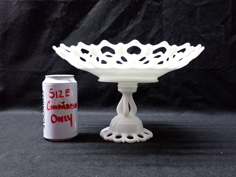 Lace Edge Milk Glass Compote - Possibly Fenton