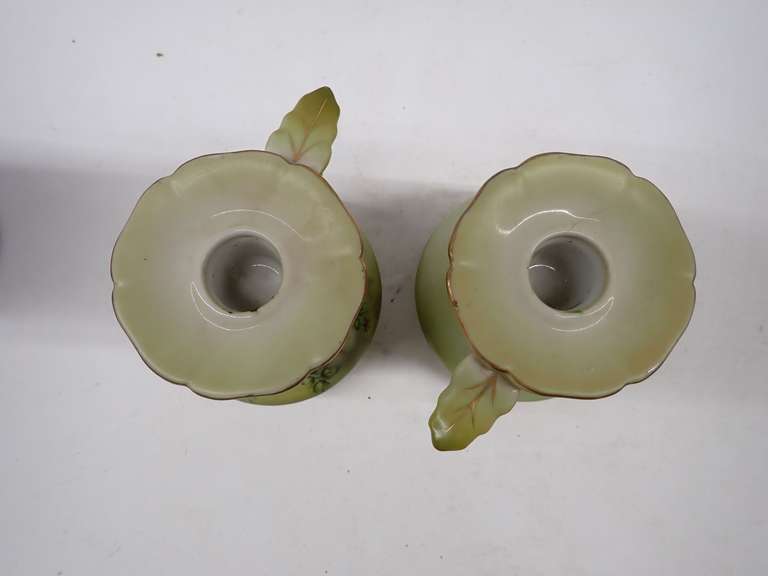 Pair of Nippon Hand-Painted Floral Candle Holders