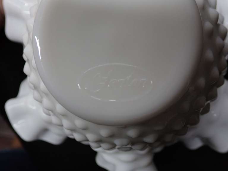 Fenton Milk Glass Hobnail Ruffled Bowl