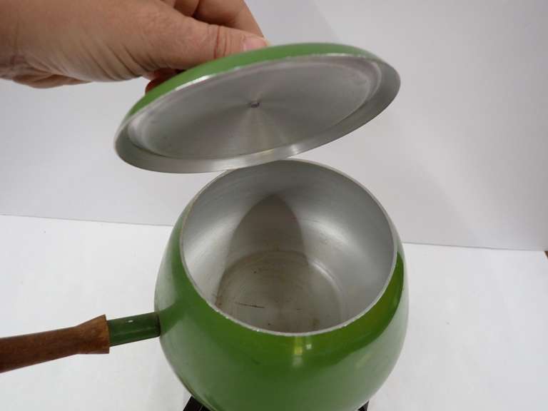 Vintage Green Enamel Fondue Set