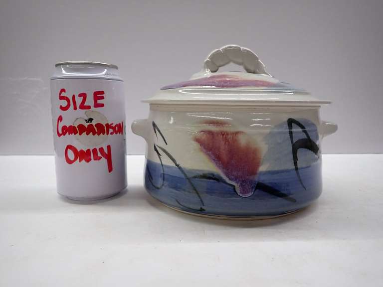 Signed Pottery Covered Casserole Dish