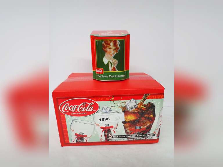 Coca-Cola Collectible Glass Set with Advertising Tin