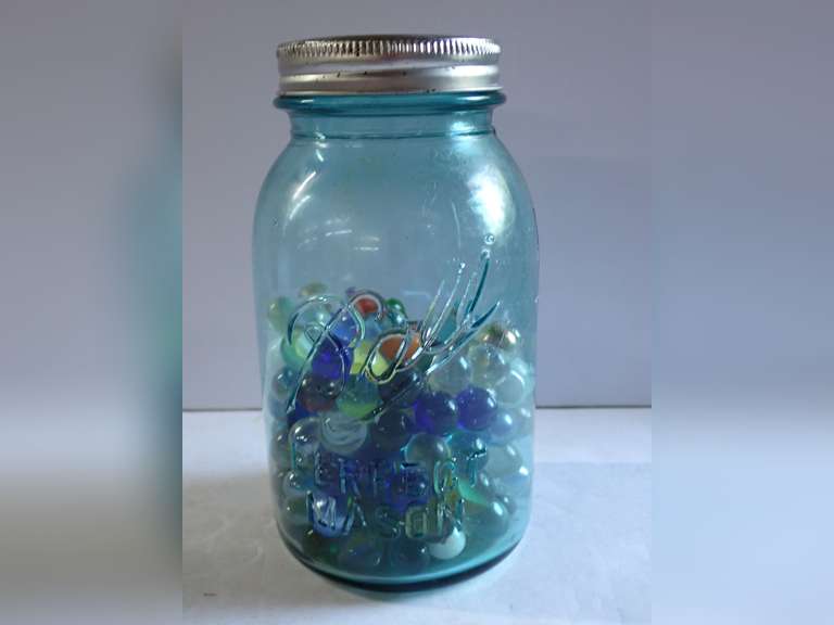 Vintage Ball Perfect Mason Jar Filled with Marbles