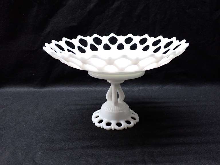 Lace Edge Milk Glass Compote - Possibly Fenton