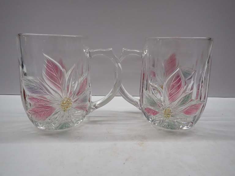 Floral Decorated Mug Set with Decorative Tray - Made in Occupied Japan