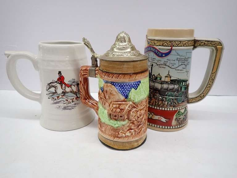 Assorted Decorative Ceramic Stein Collection