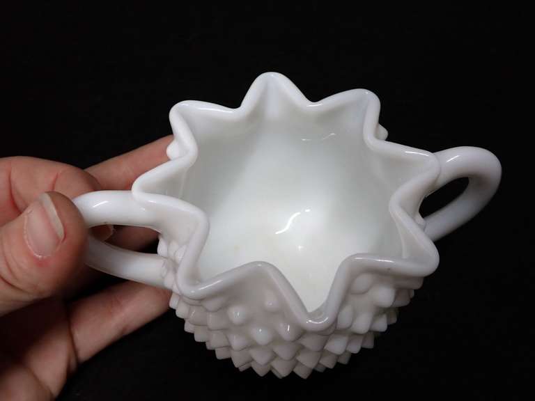 Hobnail Milk Glass Sugar & Creamer Set - Possibly Fenton