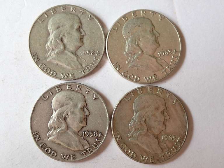 (4) FRANKLIN HALF DOLLAR COINS - 90% SILVER