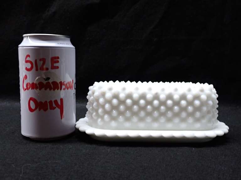 Hobnail Milk Glass Butter Dish and Salt & Pepper Set - Possibly Fenton