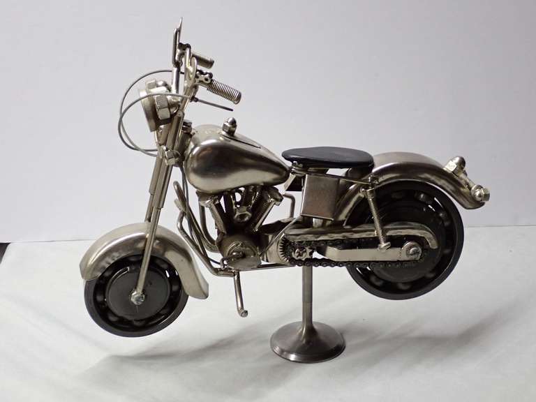 Vintage Metal Motorcycle Sculpture