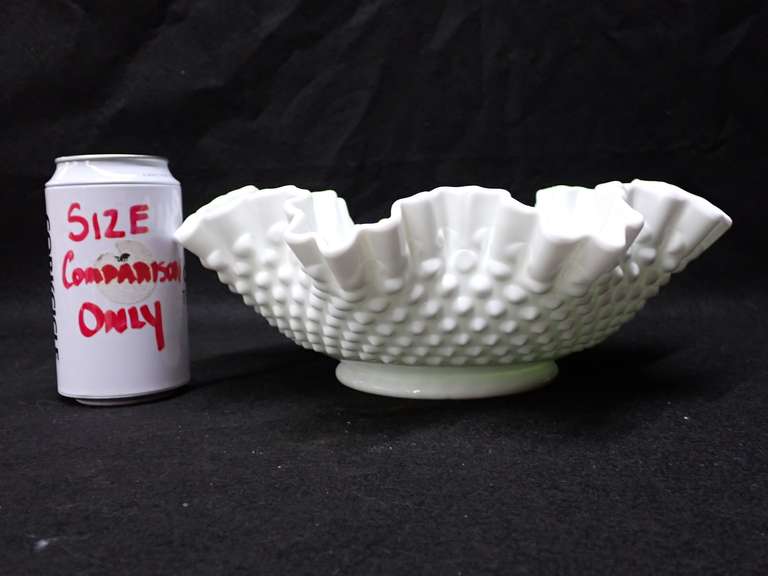 Fenton Milk Glass Hobnail Ruffled Bowl