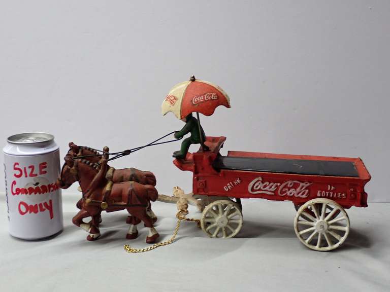 Coca-Cola Cast Iron Horse Drawn Delivery Wagon