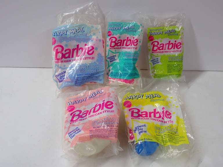 Lot of 5 Factory Sealed 1992 McDonald's Happy Meal Barbie Toys