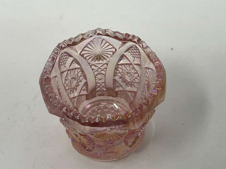 Vintage Imperial pink carnival glass toothpick holder, see pictures for details.
