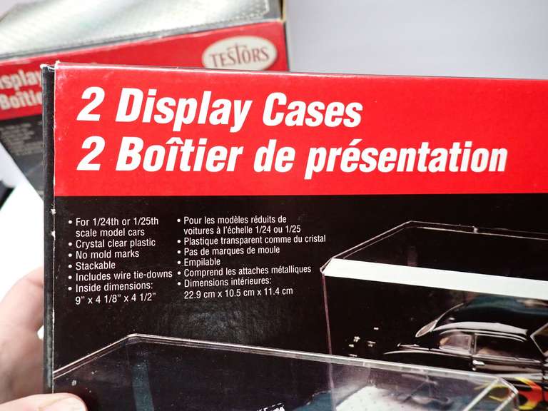 Two Testors Display Cases for 1/24th or 1/25th Scale Model Cars -  1 box missing 1 case