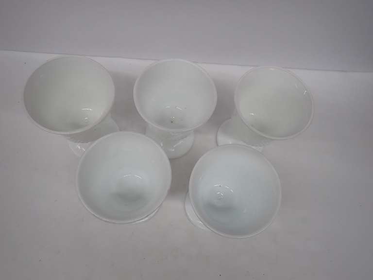 Vintage Milk Glass Goblets with Grape Design
