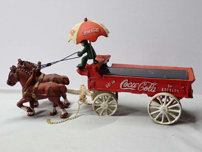 Coca-Cola Cast Iron Horse Drawn Delivery Wagon