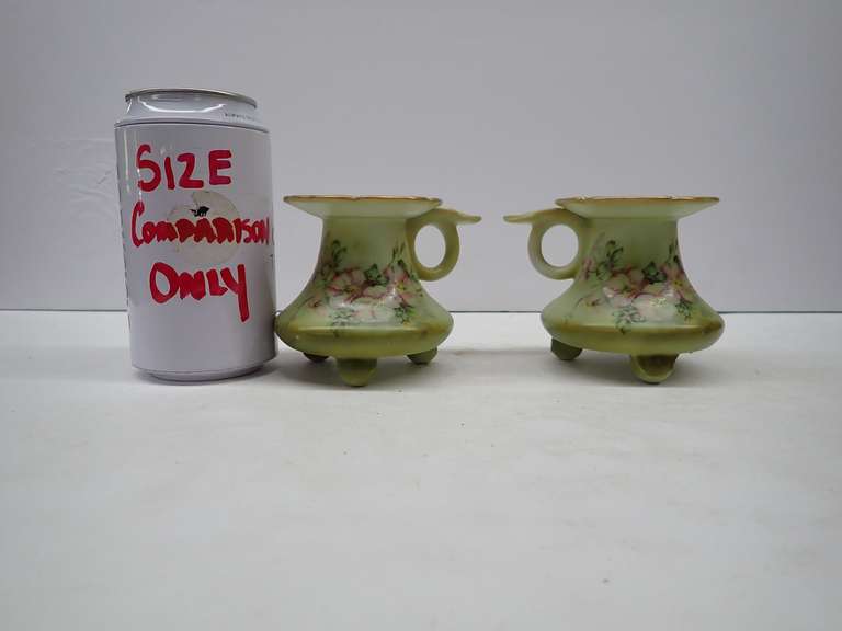 Pair of Nippon Hand-Painted Floral Candle Holders