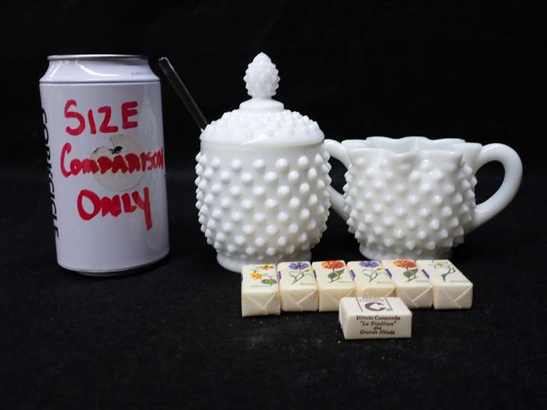 Hobnail Milk Glass Sugar & Creamer Set - Possibly Fenton