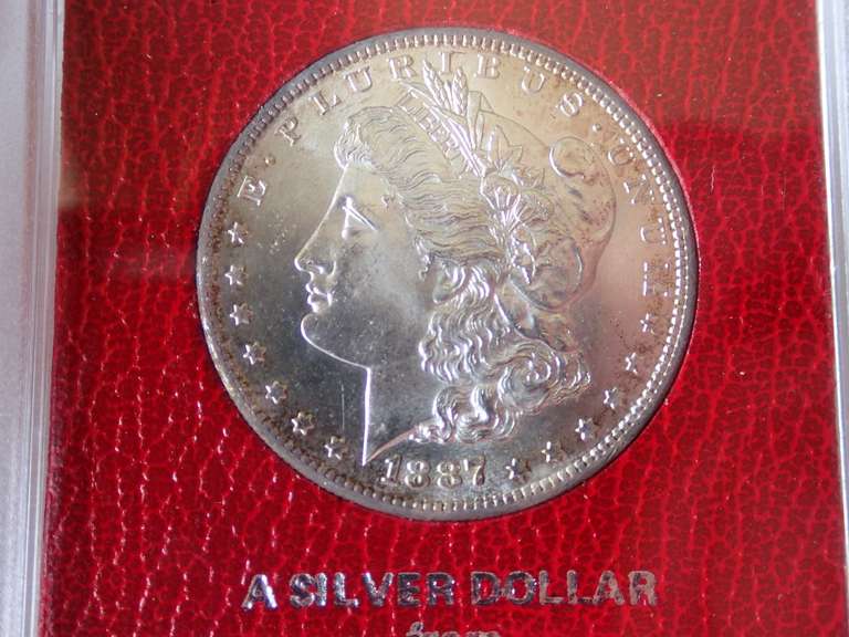 1887-S MORGAN SILVER DOLLAR COIN, REDFIELD COLLECTION PARAMOUNT MS65