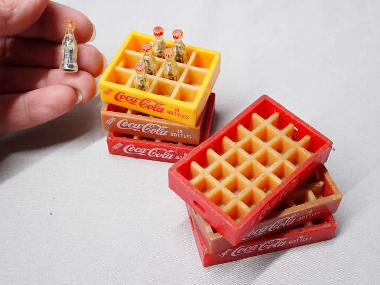 Cast Iron Coca-Cola Delivery Truck and Mini Plastic Bottle Crates