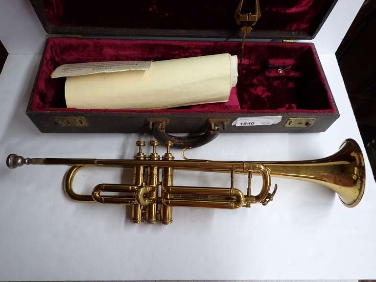 Silvertone Trumpet with Case and Sheet Music