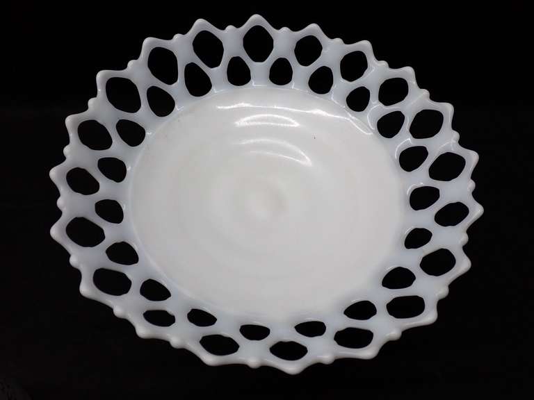 Lace Edge Milk Glass Compote - Possibly Fenton