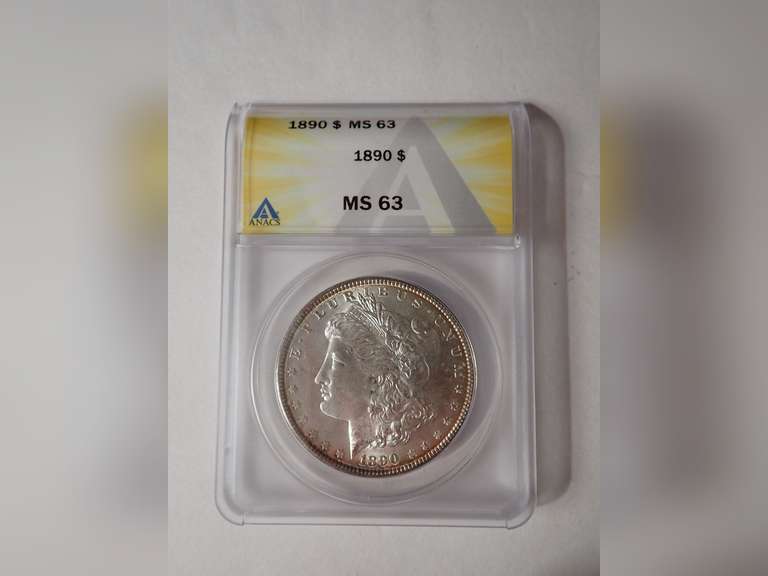 1890 MORGAN SILVER DOLLAR COIN - ANACS MS63