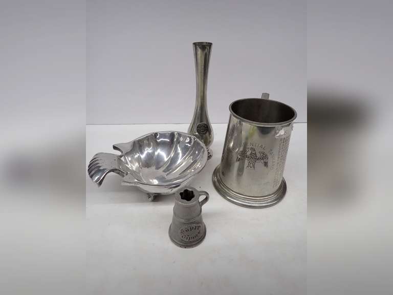 Vintage Metal Vase, Mug, Trinket Dish & More