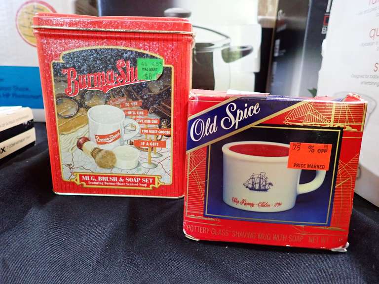 Burma-Shave & Old Spice Shaving Mugs with Soap