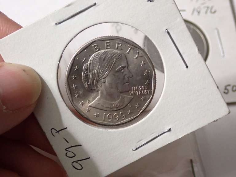 1999 ONE DOLLAR COIN, BICENTENNIAL QUARTER & ERROR PRINT PENNY