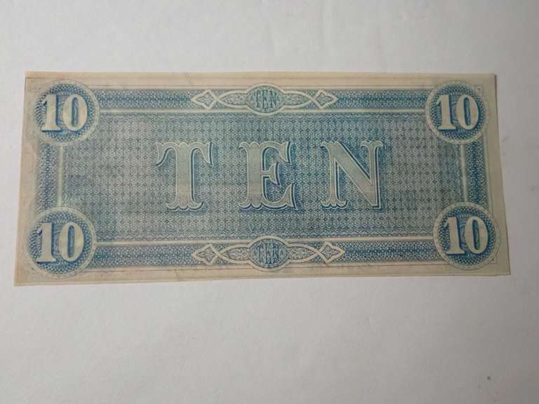 1864 CONFEDERATE STATES OF AMERICA $10 BANK NOTE