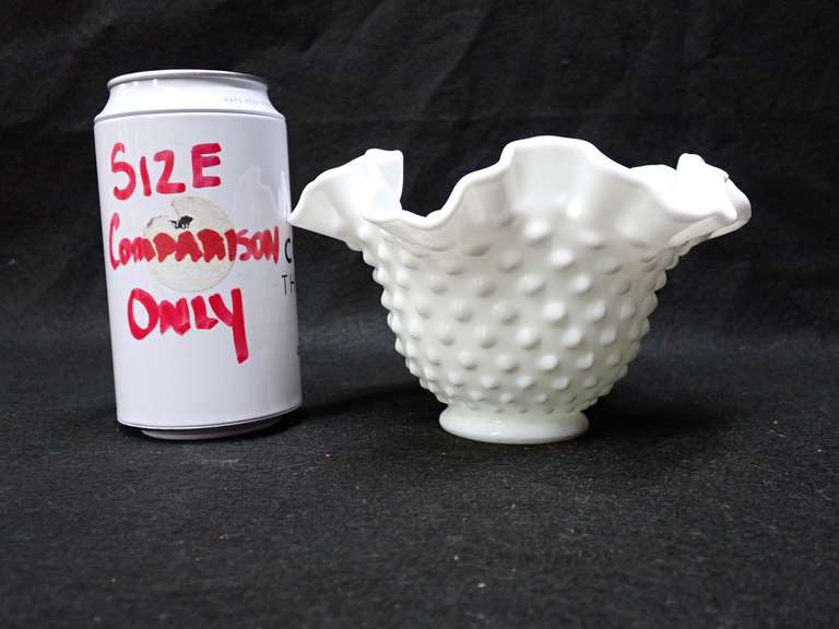 Fenton Milk Glass Hobnail Ruffled Bowl