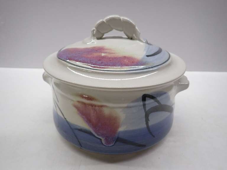 Signed Pottery Covered Casserole Dish