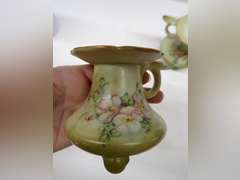 Pair of Nippon Hand-Painted Floral Candle Holders
