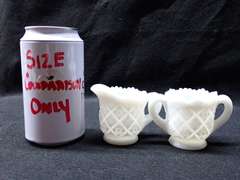 White Milk Glass Relish Dish, Divided Dish and Creamer/Sugar Bowl Set