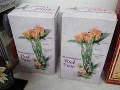 Group of Assorted Vases: Stoneware, Brass, and Hummingbird Bud Vases