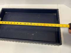 Leather look serving tray with nail head trim, see pictures for details.