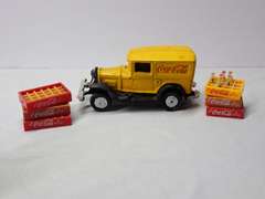Cast Iron Coca-Cola Delivery Truck and Mini Plastic Bottle Crates