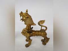 Ornate Metal Foo Dog Statue - Very Heavy