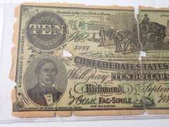 1861 CONFEDERATE STATES OF AMERICA $10 BANK NOTE