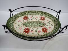 Temptations Old World Oval Casserole Dish w/trivet, lid and handle holder