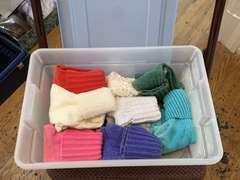 4 TOTES FULL OF NEW PANTY HOSE, NEW KNEE HIGHS, SOCKS & MORE - MASTER BED CLOSET 2
