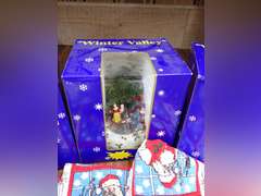 Winter Valley Figurines, Christmas Votive Holder and Santa Towels