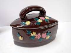 Ceramic Iron Trinket Box with Floral Design