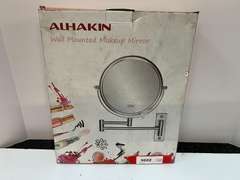 Alhakin wall mounted make up mirror, comes in original box, see pictures for details.