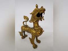 Ornate Metal Foo Dog Statue - Very Heavy