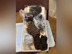 4 TOTES FULL OF NEW PANTY HOSE, NEW KNEE HIGHS, SOCKS & MORE - MASTER BED CLOSET 2